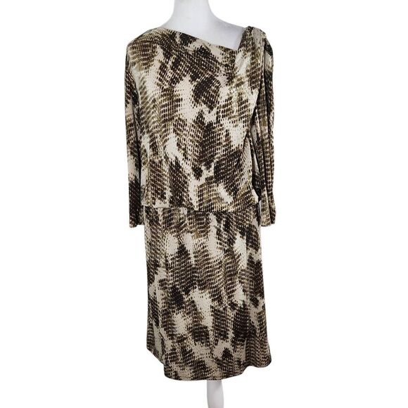 Ellen Tracy Brown Snakeskin Print Dress Size Medium Wedding Guest Dress - Picture 1 of 10